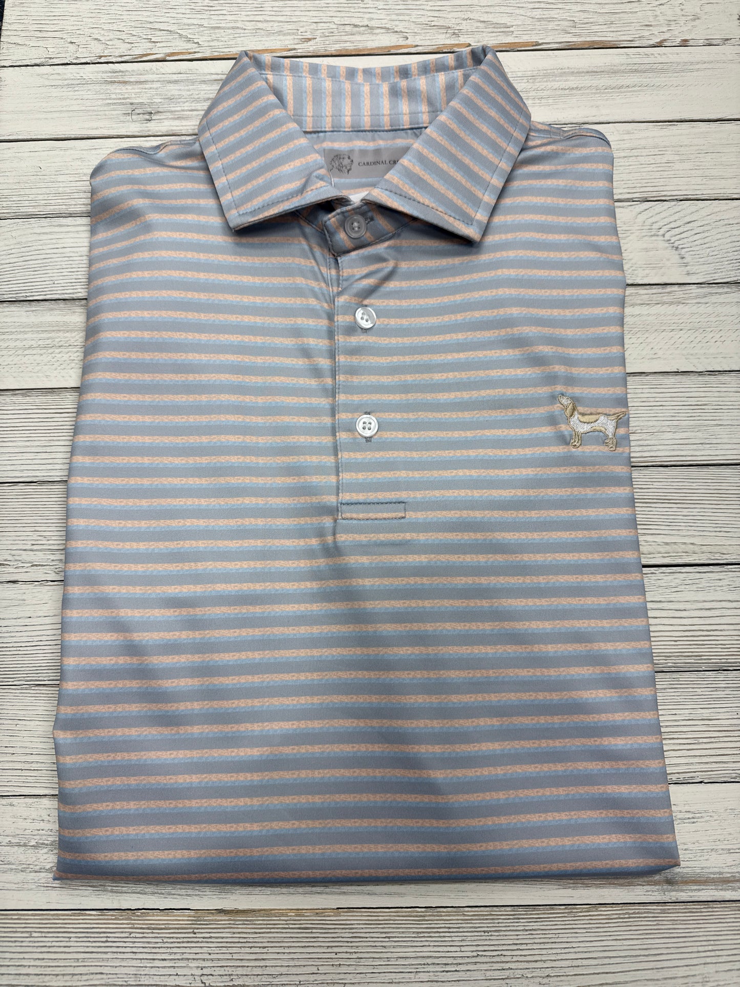 Cardinal Creek Logo Polo Peach/Sky/Grey