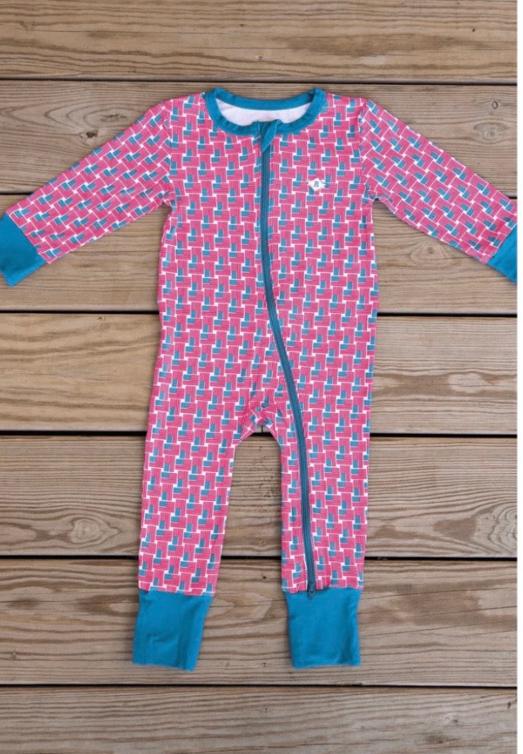 Burlebo American Flag Zip Up Onesie