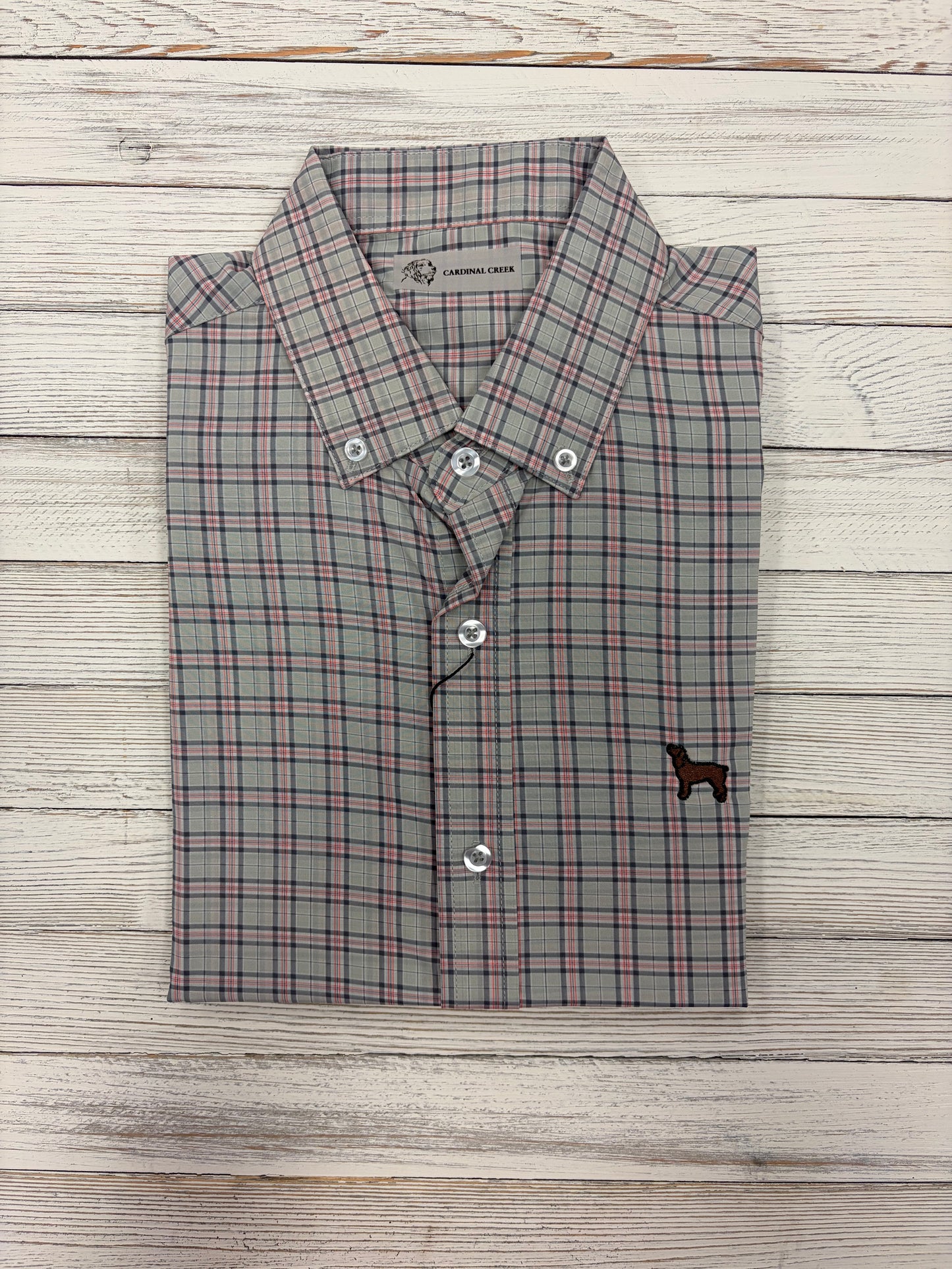 Cardinal Creek Sage/White/Orange Button Down Logo Shirt