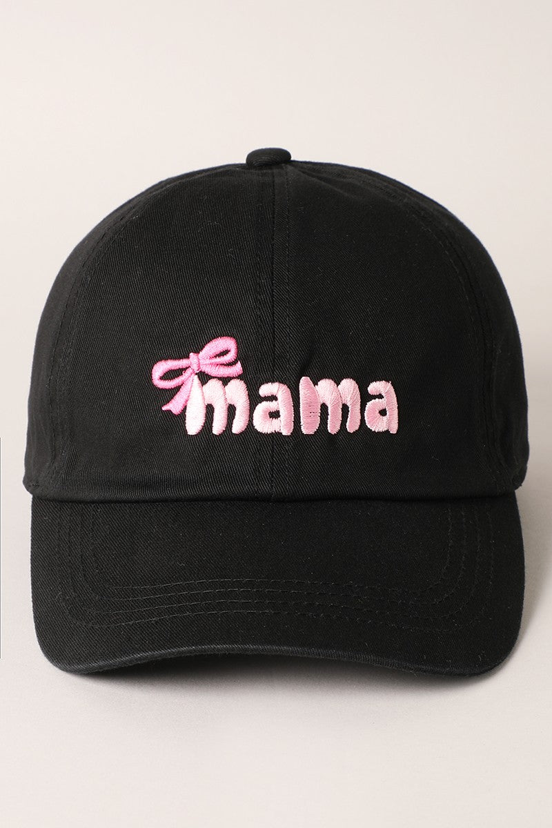 Mama Embroidered Hat Black/Pink