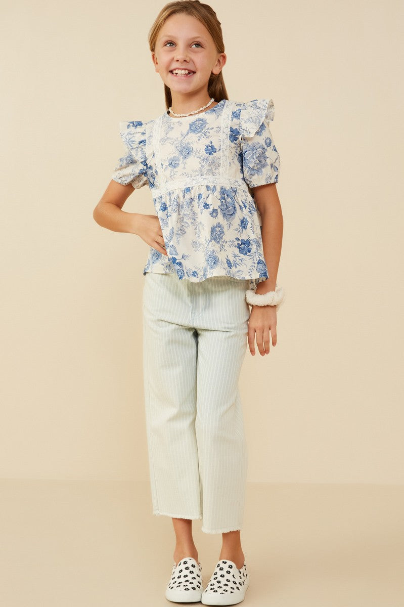 Girl's Antique Floral Lace top
