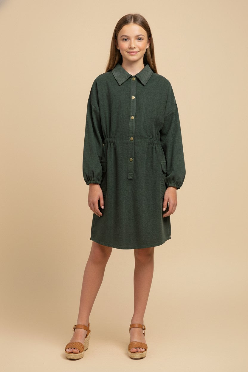 Olive Corduroy Dress by Hayden Los Angeles