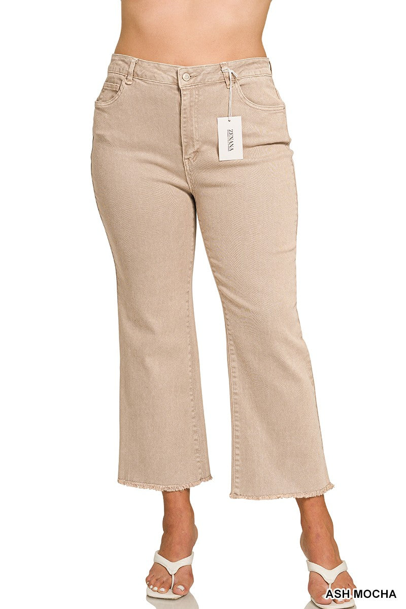 Ash Mocha Crop Jeans by Zenana Plus