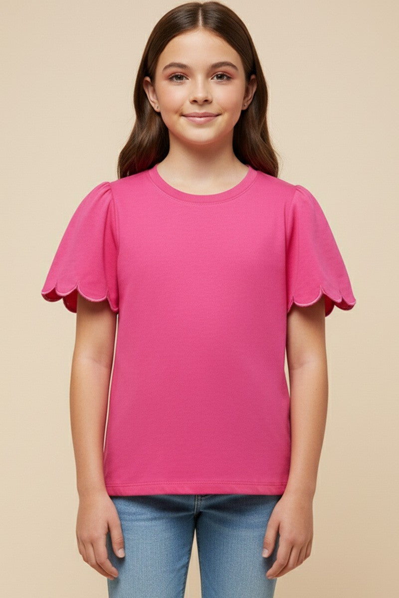 Pink Scallop Top for Girls