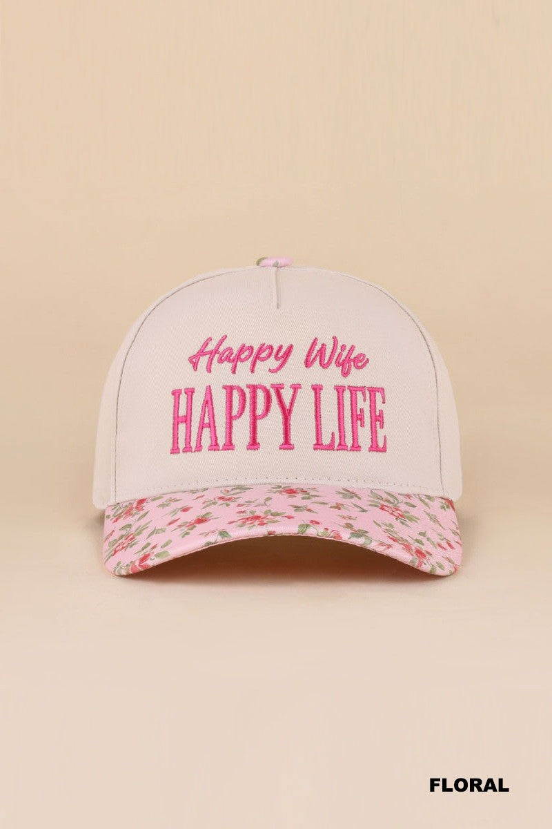 Happy Wife Happy Life Floral Hat