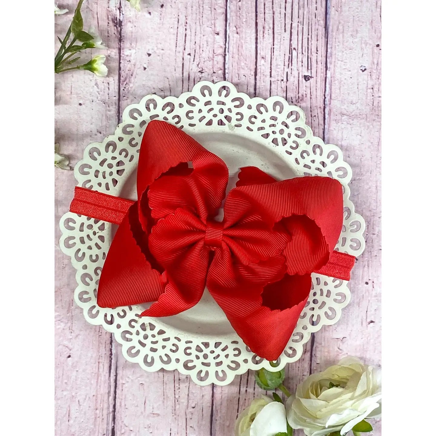 Red Oversized Scalloped Headband
