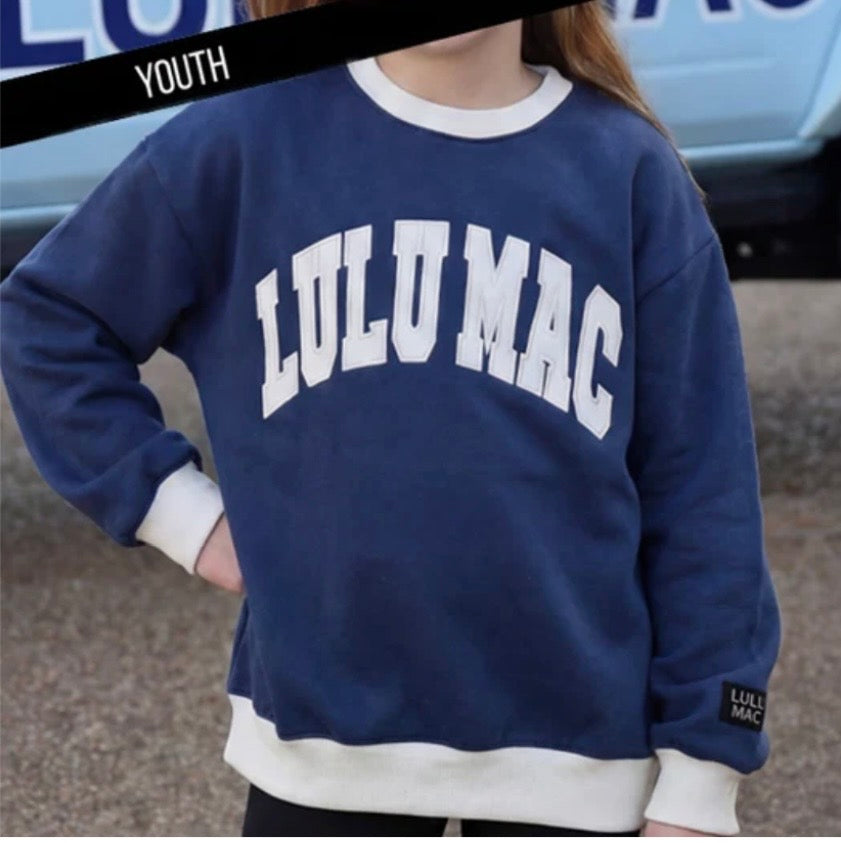 Lulu Mac Navy/White Stitch Sweatshirt Youth