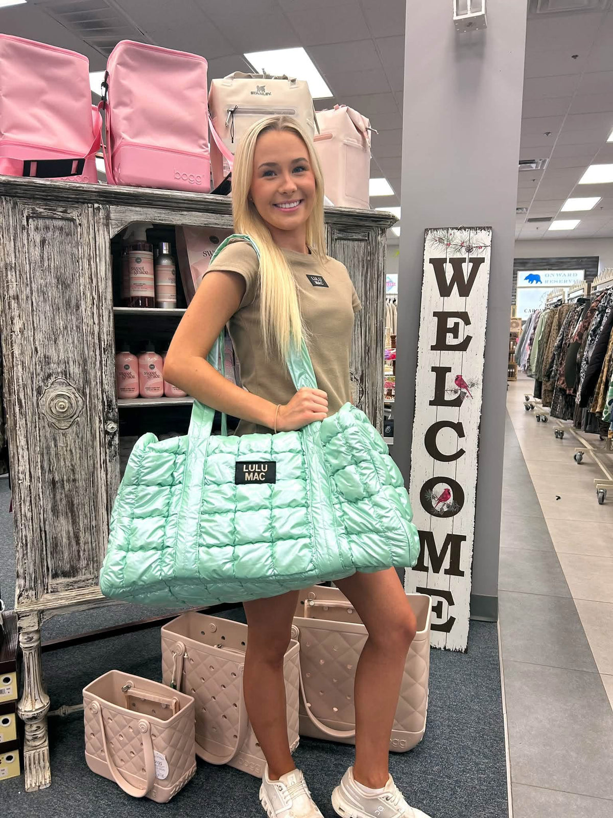 Lulu Mac Mint Metallic Duffle Bag