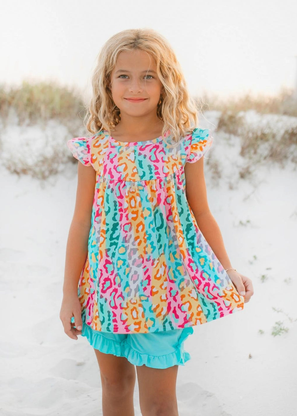 Girl's Rainbow Leopard 2pc Outfit