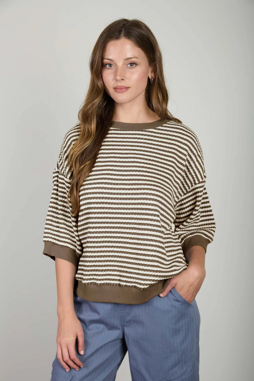 All in W/Stripes & Mocha Top
