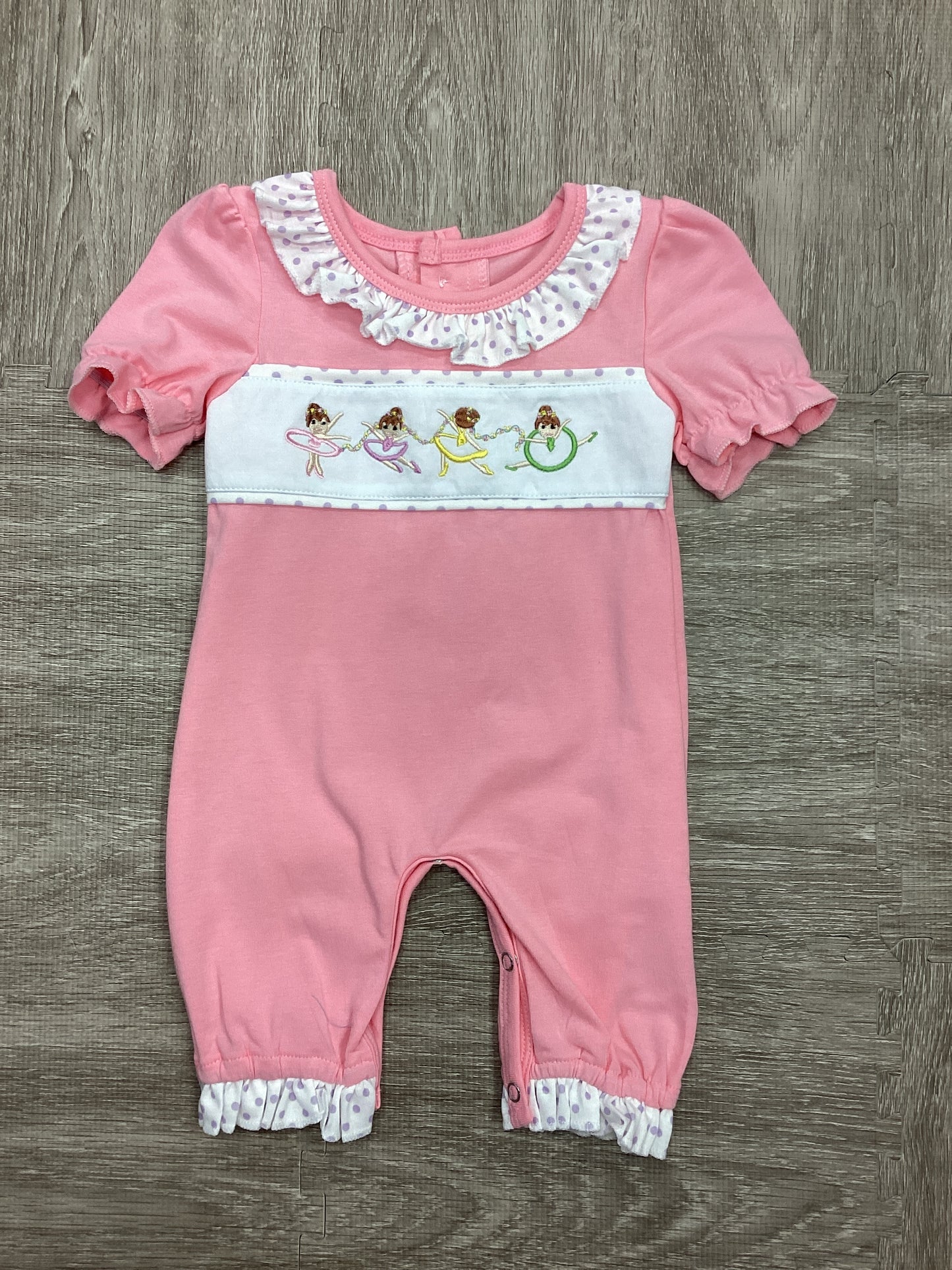 Pink Ballerina Embroidery Romper