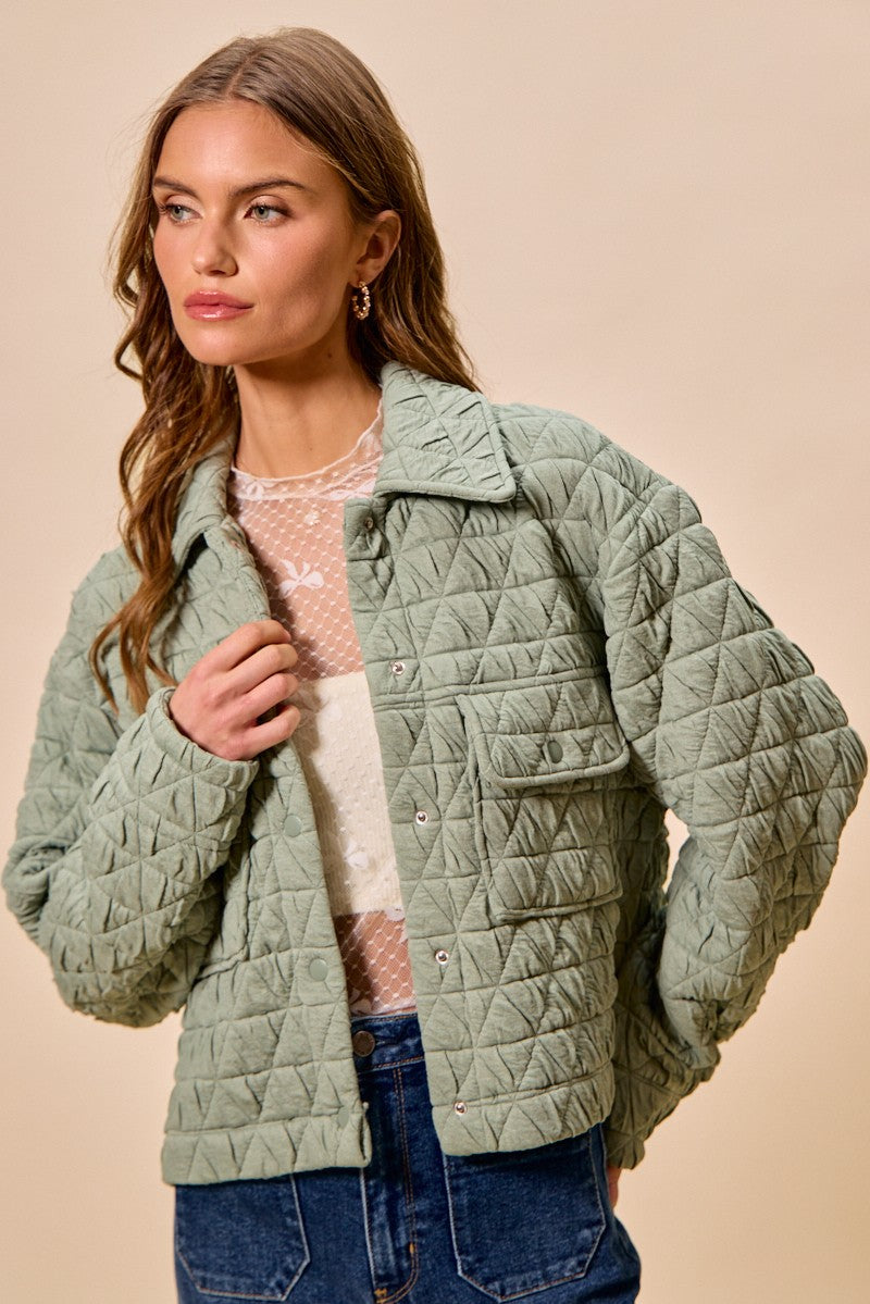 Lt Olive Quilt Jacket