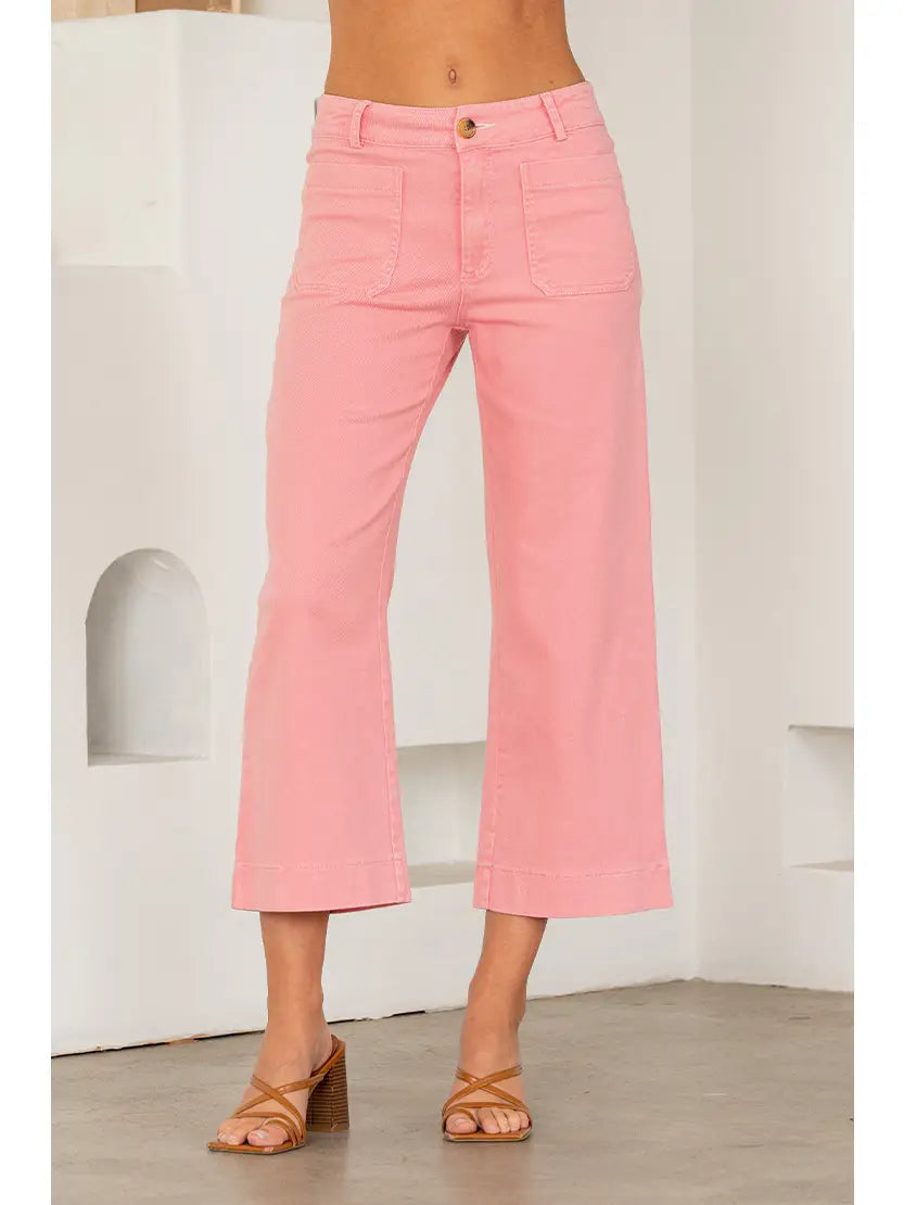 Rose Pink Crop Jeans