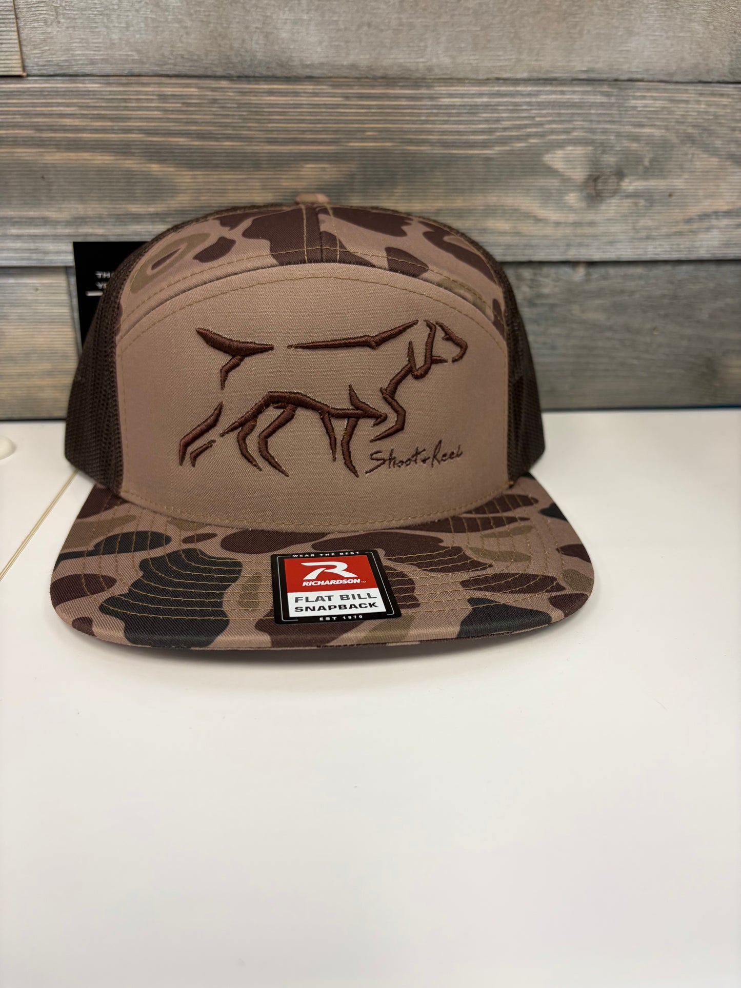 Shoot & Reel Bark Duck Camo Brown Bird Dog Flatbill Hat