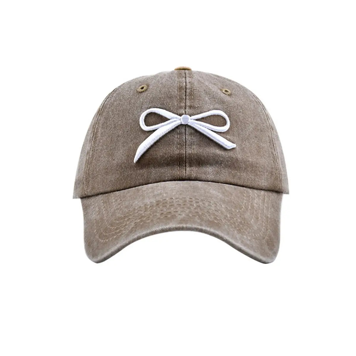 Khaki Bow Embroidered Hat