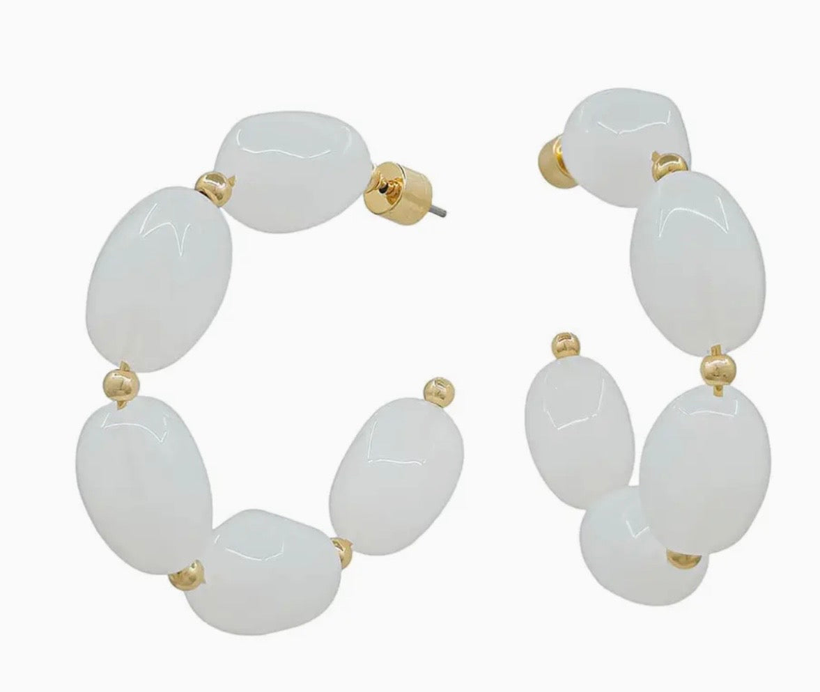 White Oval Acrylic 2" Earrings