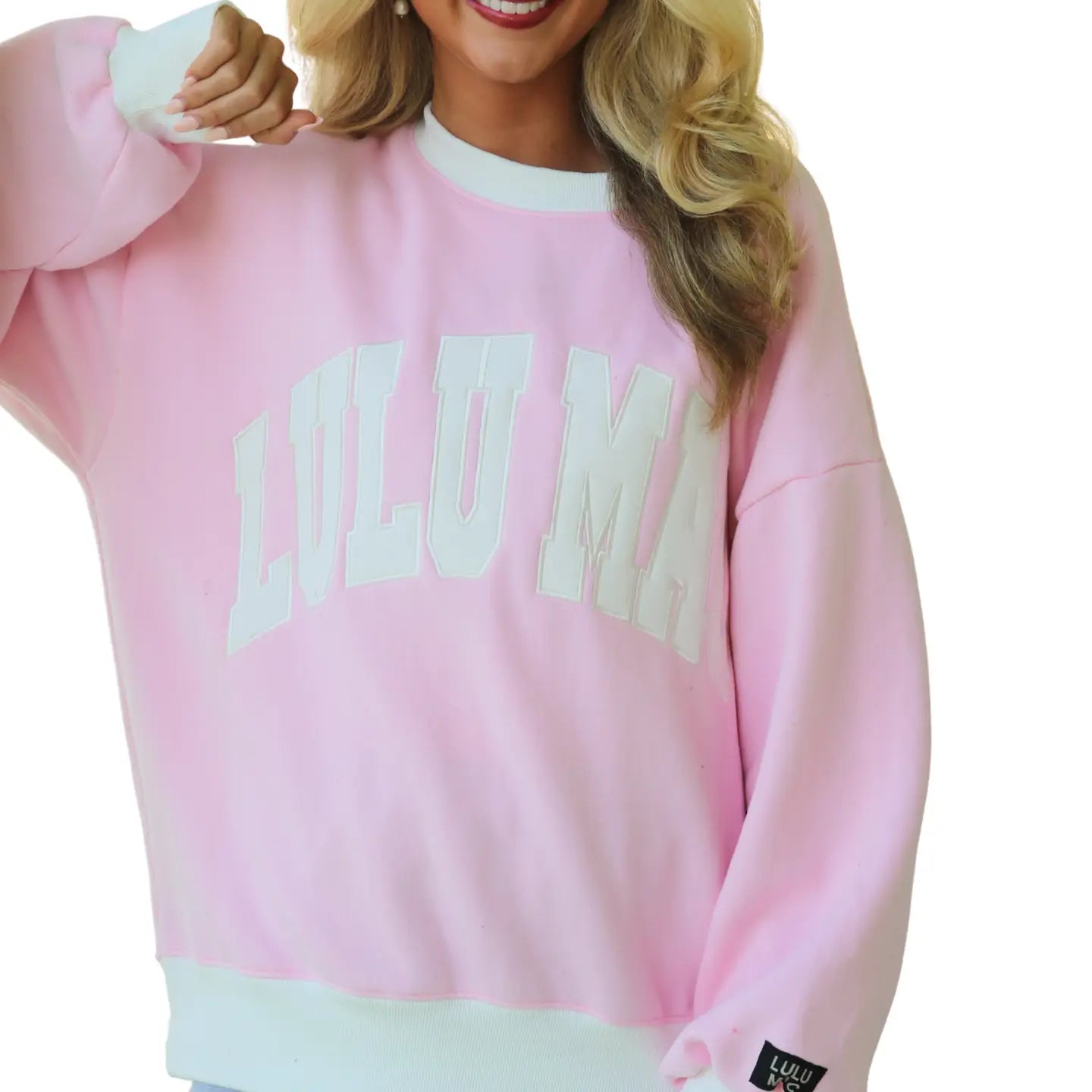 Lulu Mac Color Block Pink & White Sweatshirt