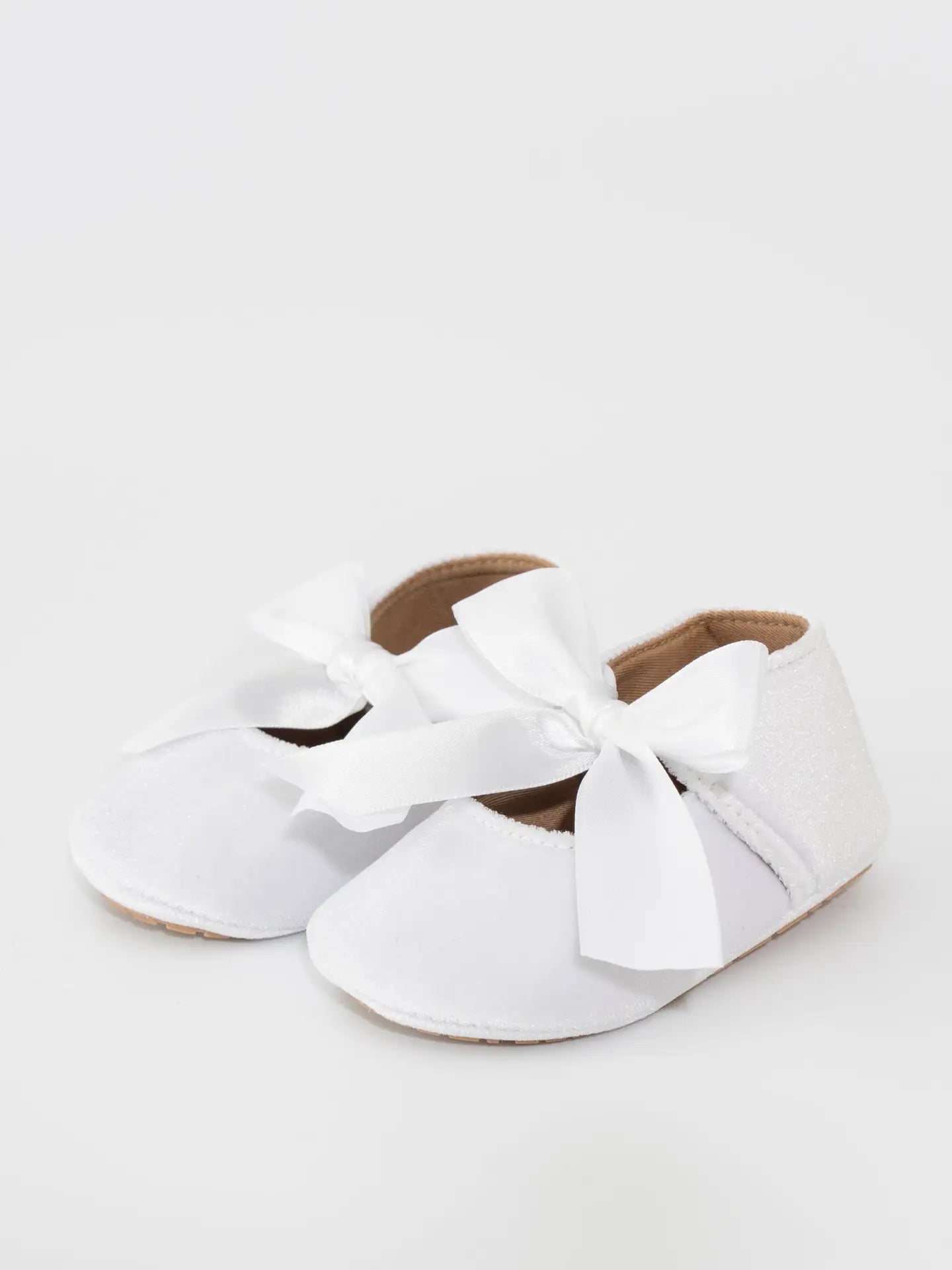 Velvet Ribbon Bow White Baby Shoes