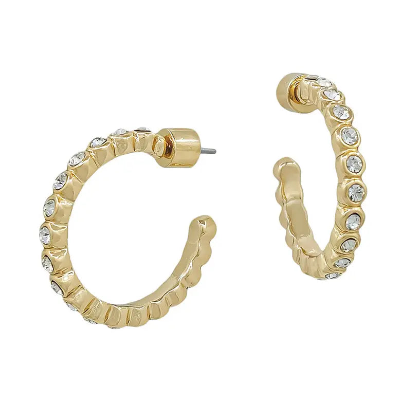 Gold Crystal Hoop Earrings