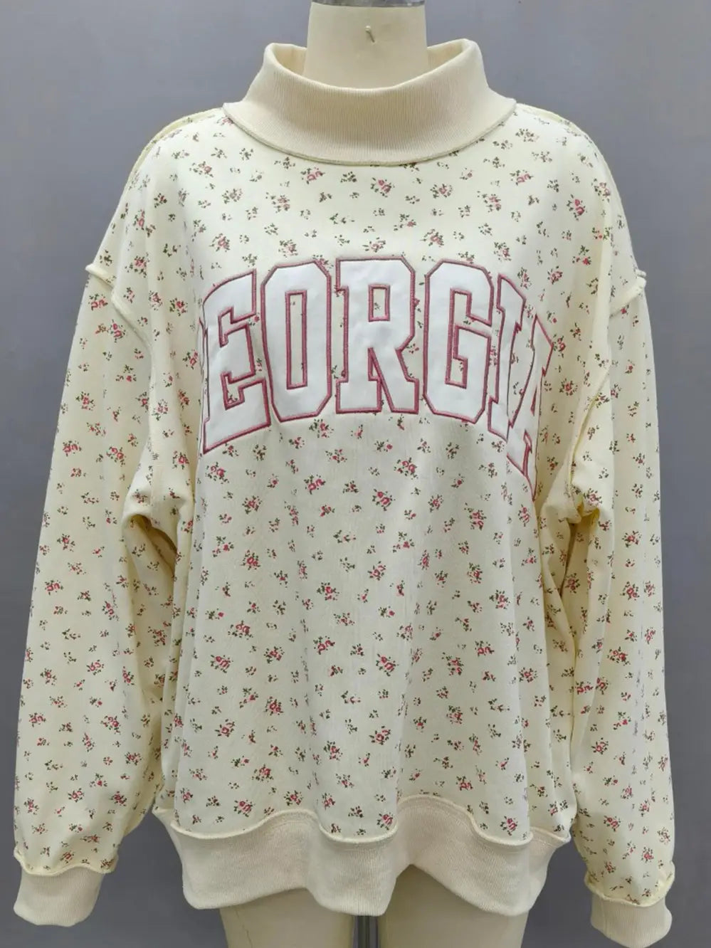 Georgia Embroidered Floral Mock Neck Sweatshirt