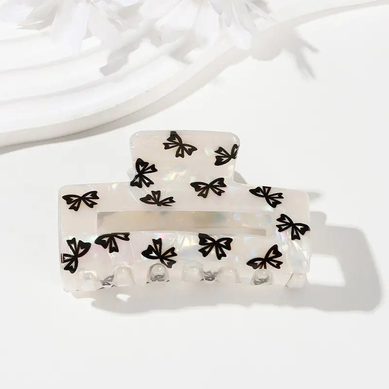 Ribbon Row Hair Clip Black/Cream