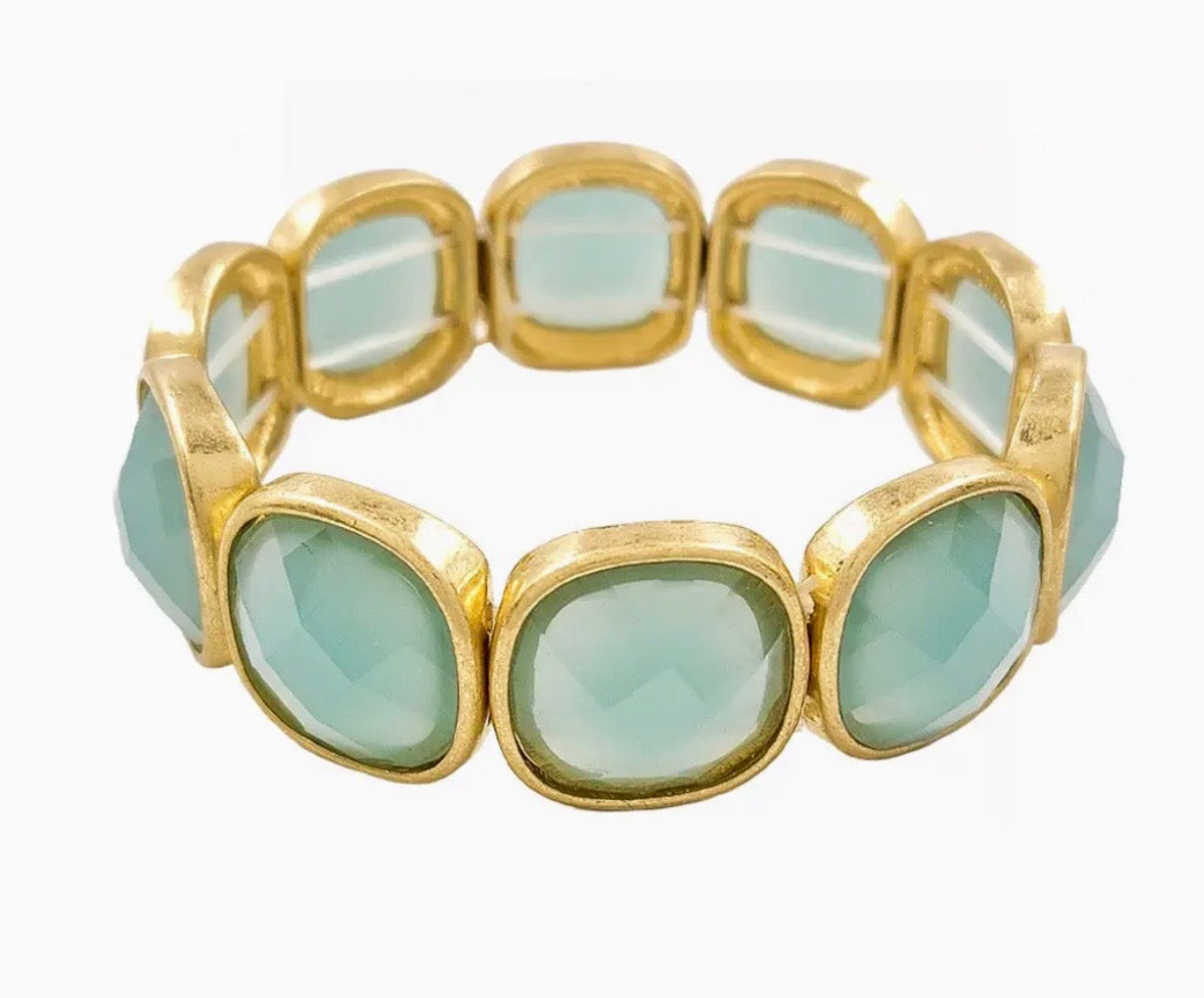 Mint Open Square Stone Bracelet