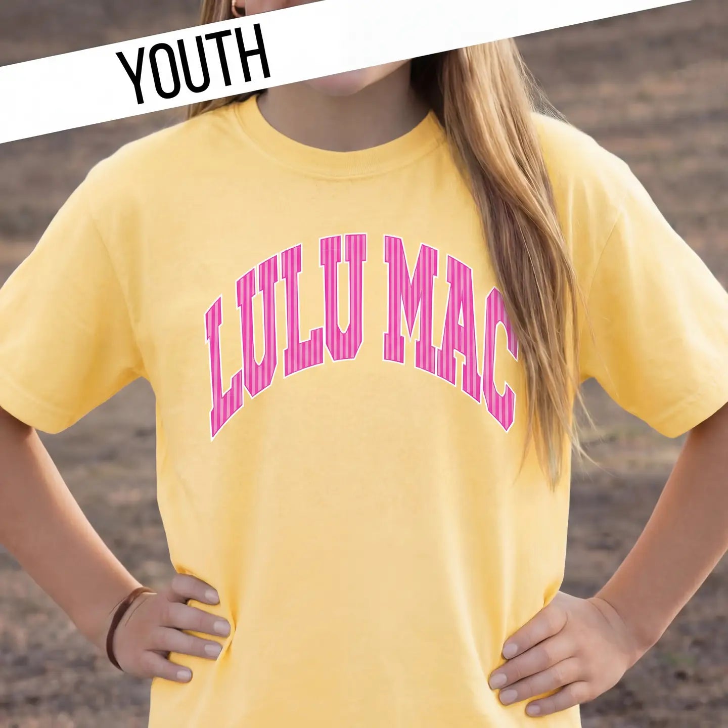 Lulu Mac Stripe Butter Yellow Tee Youth