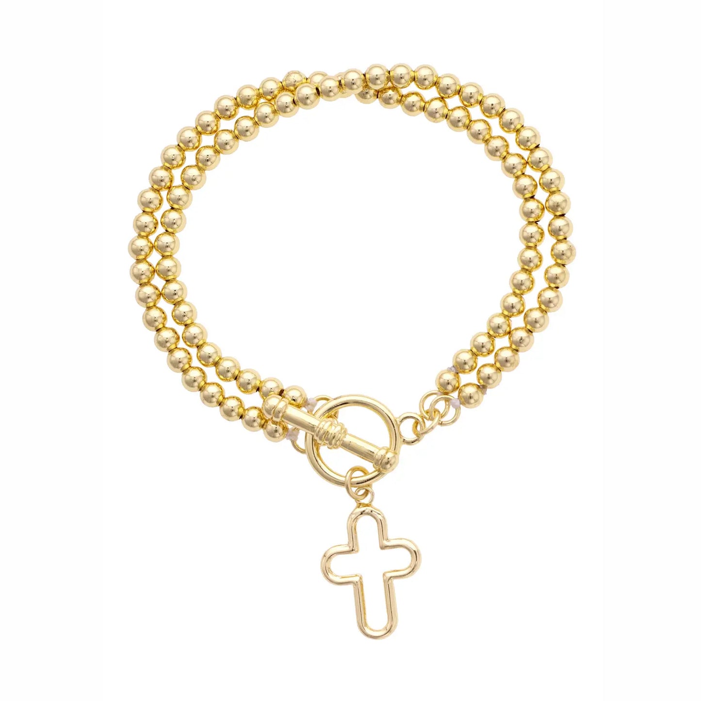 Foster Open Cross Ball Bead Bracelet