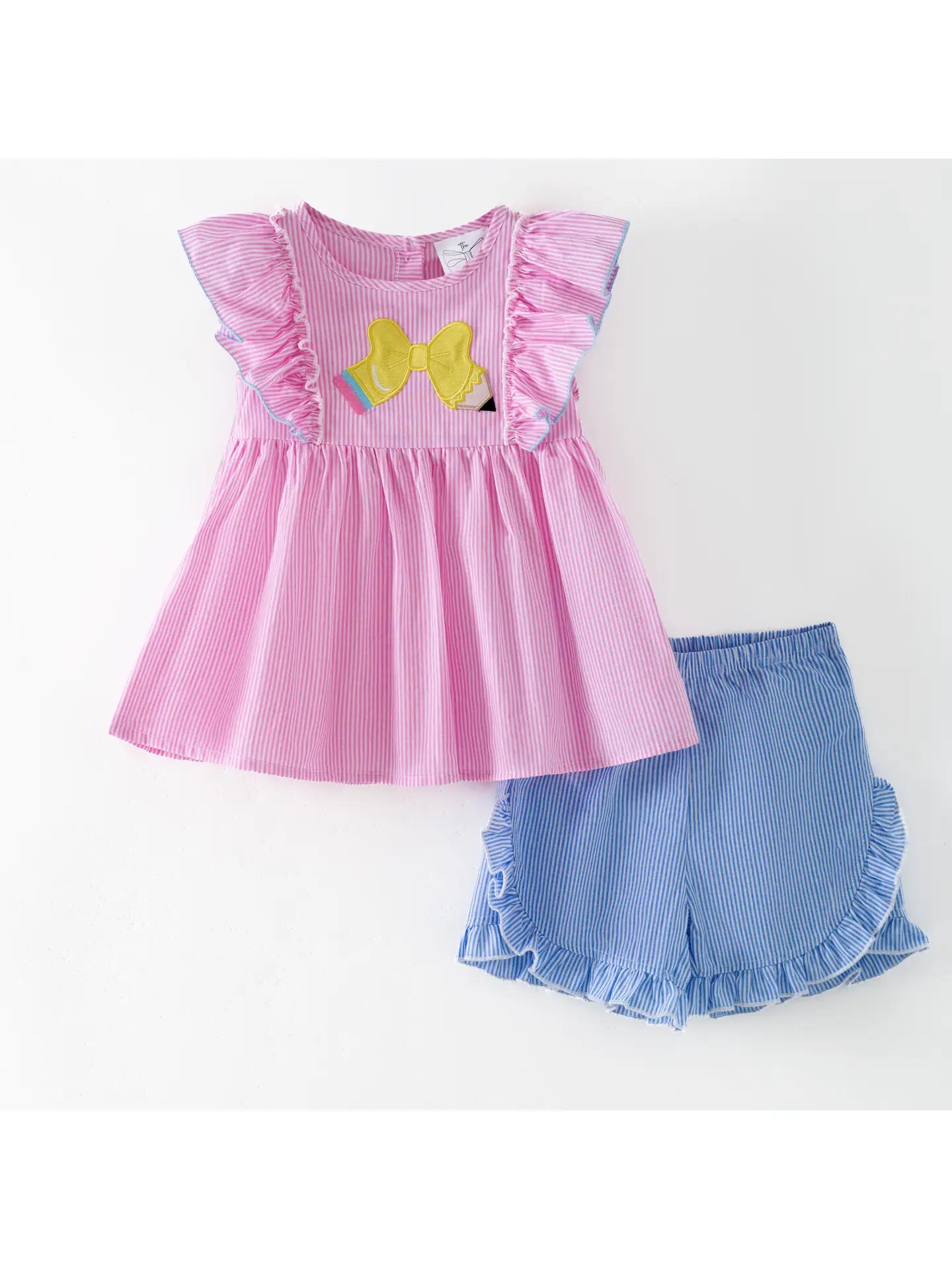 Pencil Bow Flutter Top & Ruffle Shorts