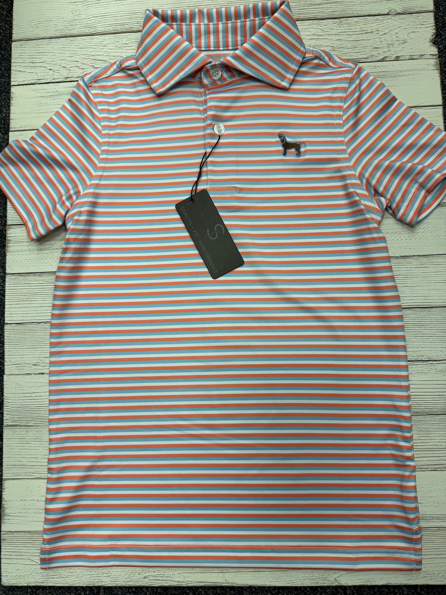 Cardinal Creek Coral/Sky/White Polo for Boys