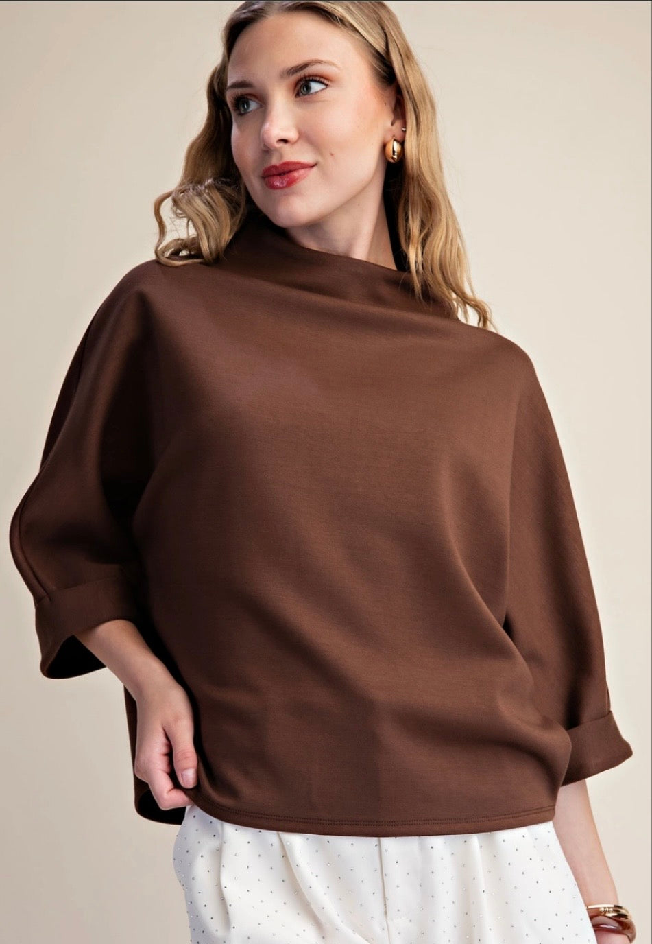 Brown Mock Neck Top