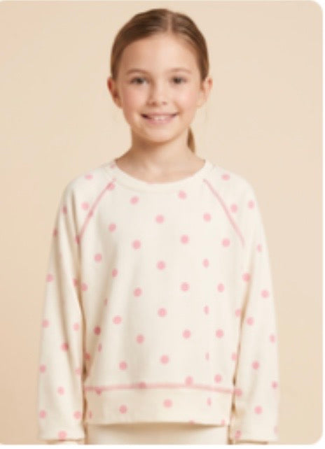 Hayden Girls Pink Polka Dot LS Top