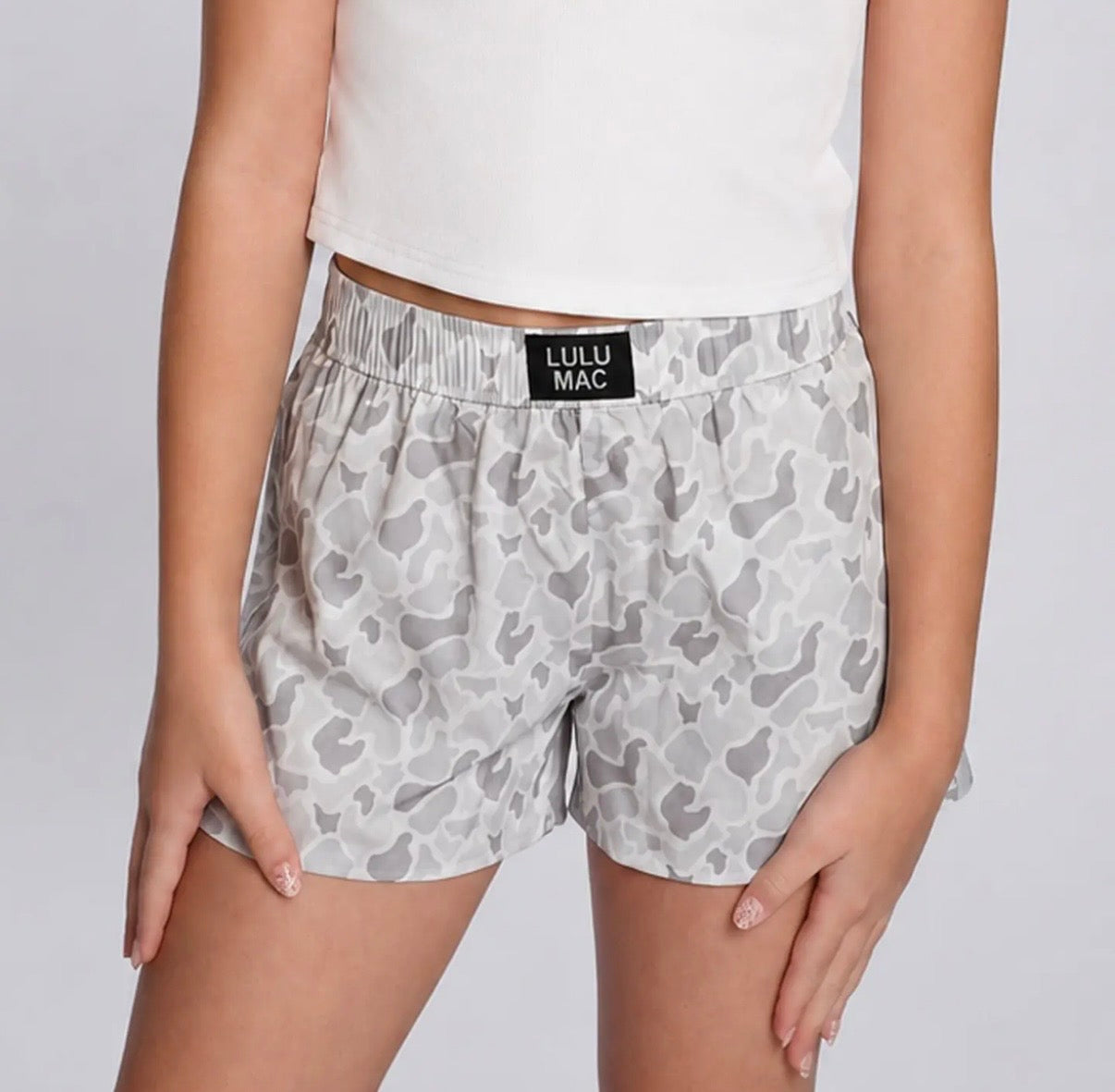 Lulu Mac Youth White Camo Shorts