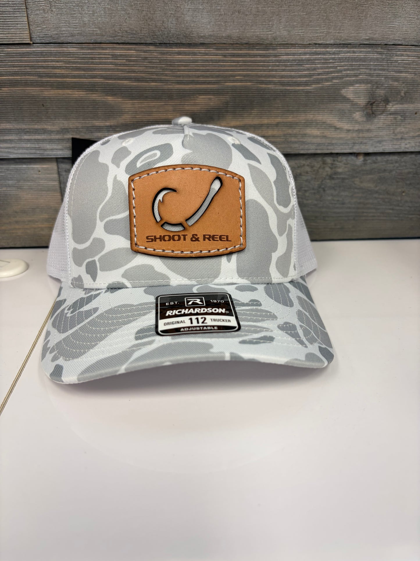 Shoot & Reel Blizzard Duck Camo White Hook Cutout Patch