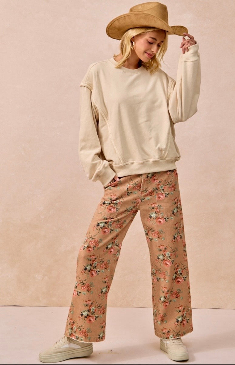 Vintage Flower Printed Jeans
