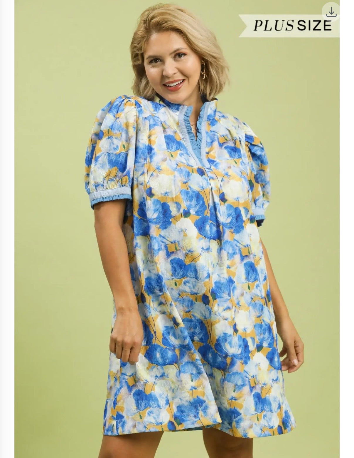 Blue Florals Dress by Umgee Plus Size
