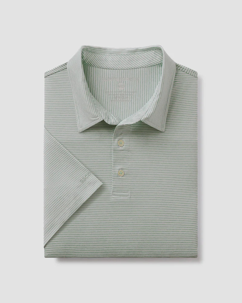 SSCO Heather Madison Stripe Polo in Dusty Olive