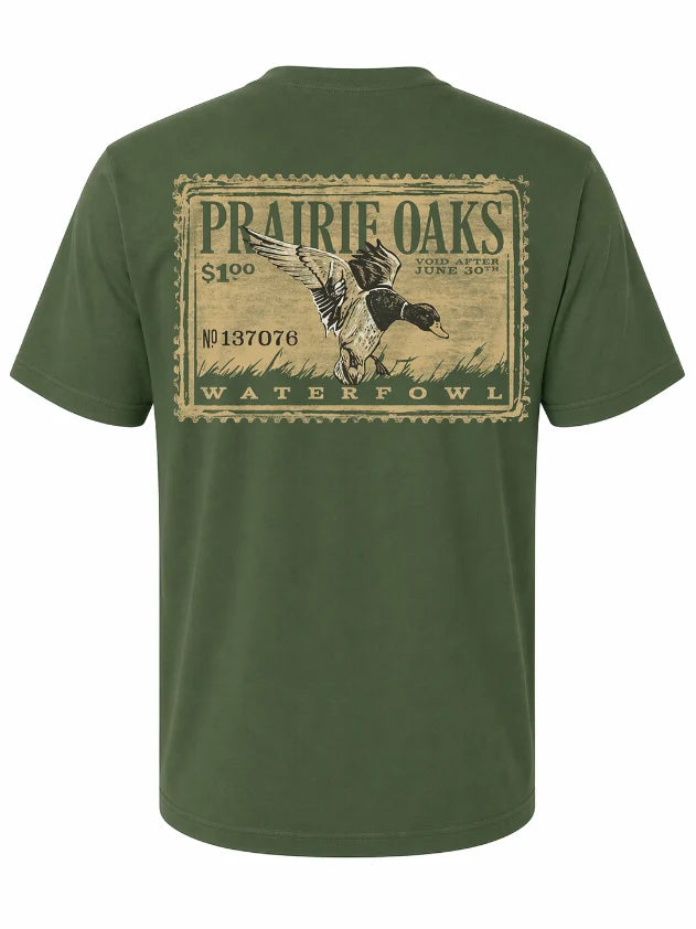 Prairie Oaks Vintage Duck Stamp T-shirt in Pine