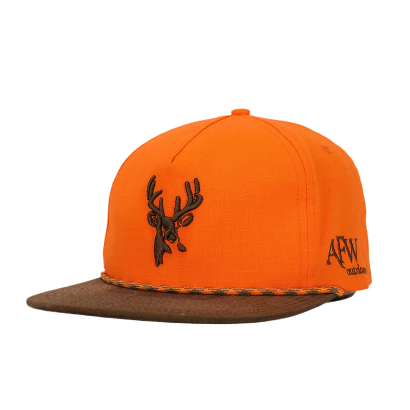 American Flyway Waterfowl Blaze Orange and Brown Ripstop Buck Rope Hat