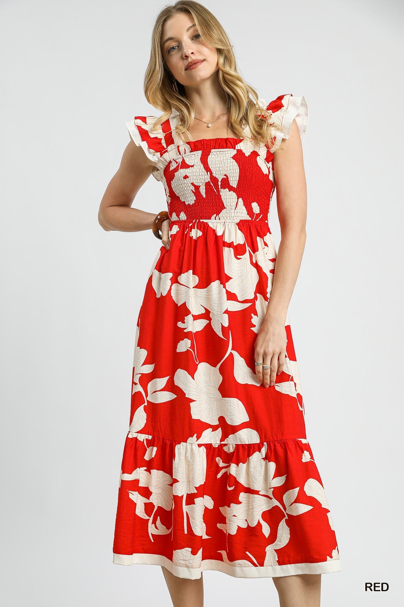 strapless open back dress Umgee USA Red Floral Embroidered Dress- Size S main image 1