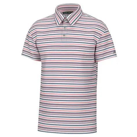 Southern Pointe Valley Stripe Polo Flamingo/Grey
