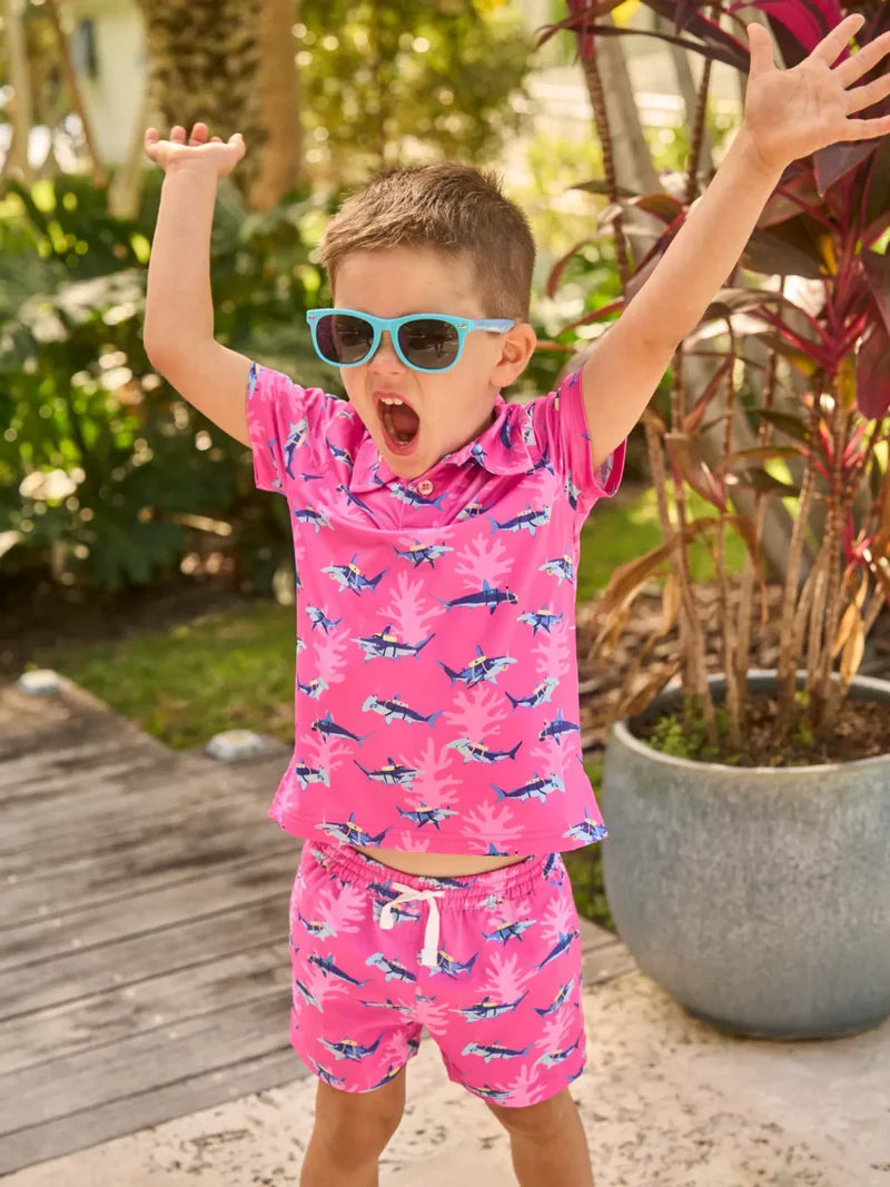 Chubbies The Great Pink Shark Polo Boys
