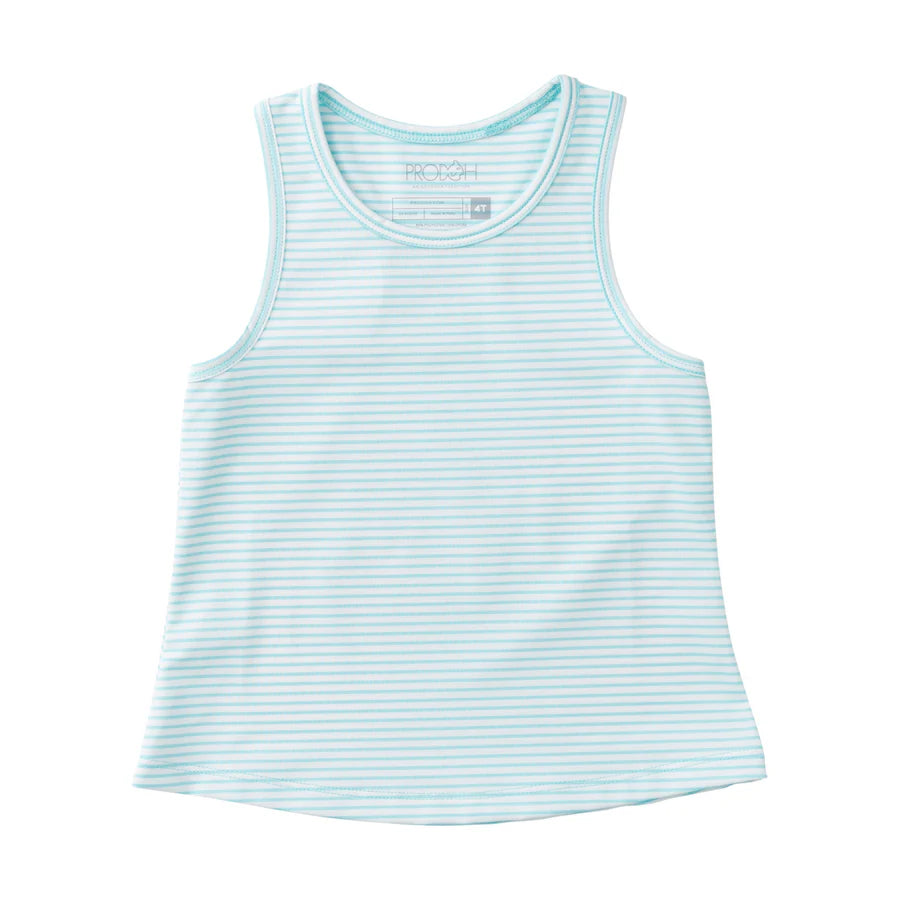 Prodoh Girl's Active Racerback Tank Top – Aruba Blue Stripe