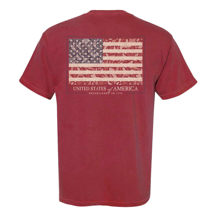 Southern Fried Cotton Old School 1776 T-shirt in Crimson