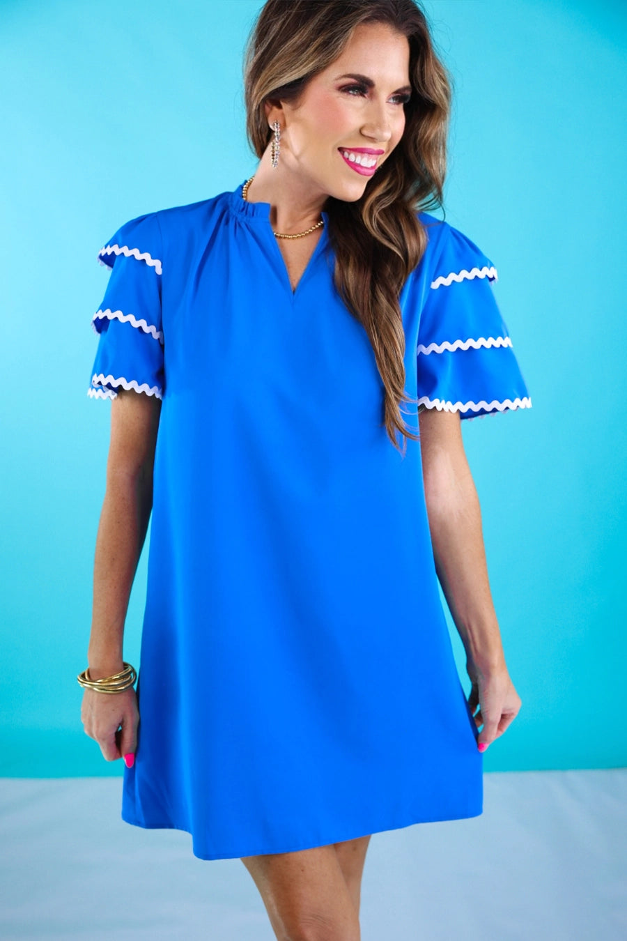 Kersten Ric Rac Dress in Blue