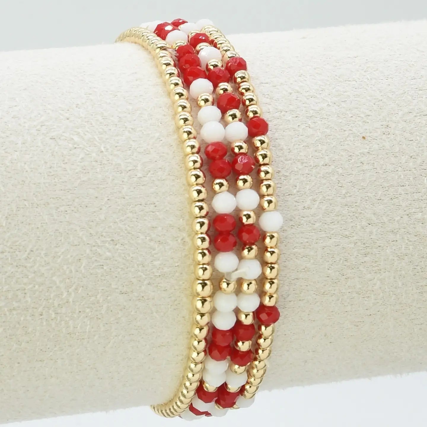 Red & White Game Day Bracelets 4pc