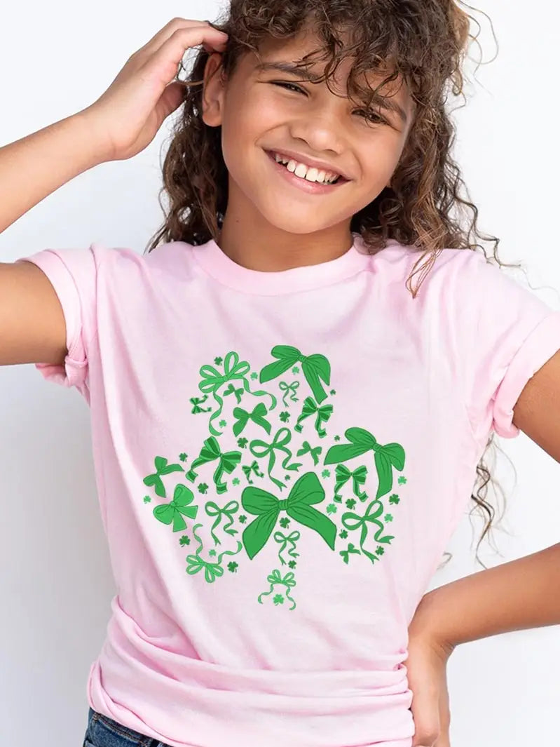 Shamrock Coquette Bow Girl's Tee