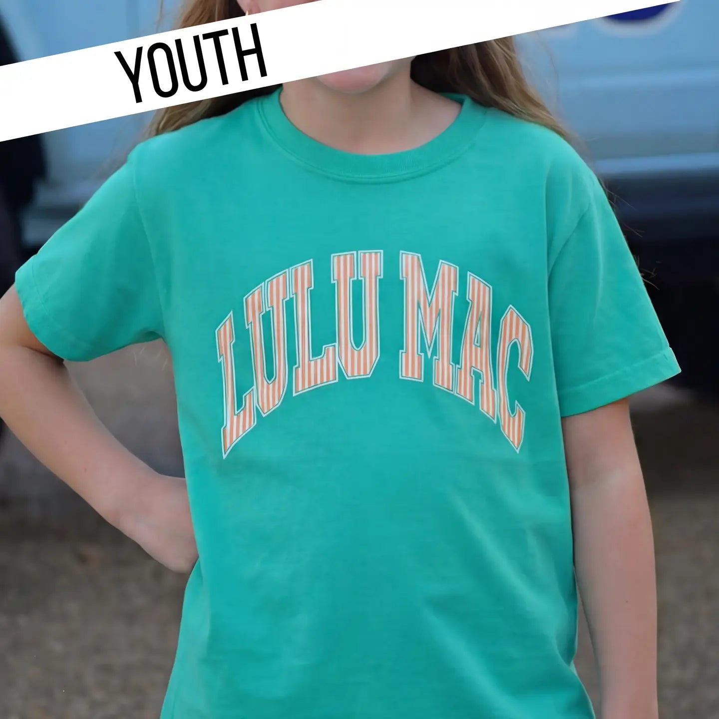 Lulu Mac Stripe Cream Sickle/Sky Island Tee Youth