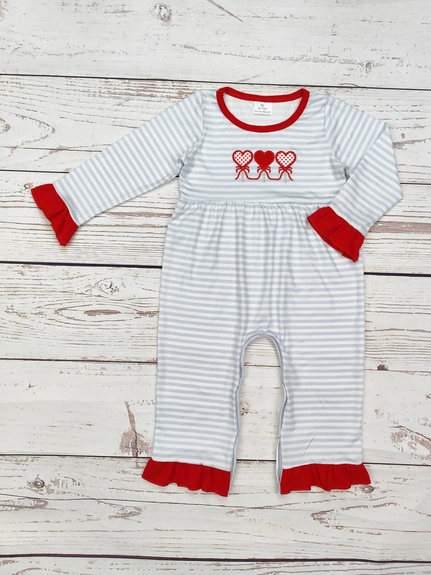 Baby Girl Heart Applique Valentine Romper