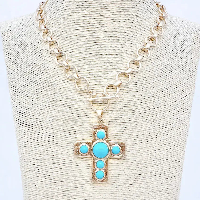 Gold Chain W/1.75" Cross Necklace